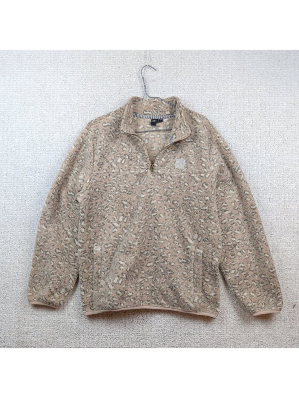 Volcom Polar Fleece Quarter Zip Jacket Size S Leopard Print AOP Camp Gorpcore